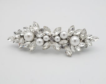 Vintage Faux Pearl Rhinestone Hair Barrettes - Set of 2 - Etsy display picture 3
