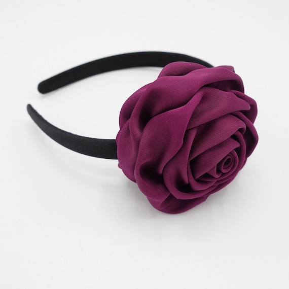 SATIN ROSE HAIR TIE MAROON SATIN ROSE HAIR TIE MAROON