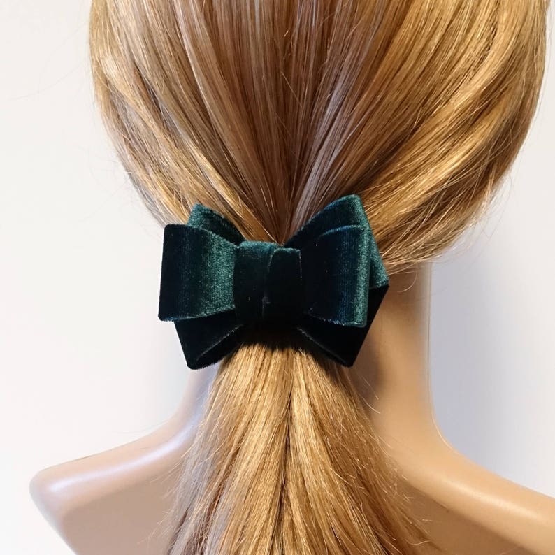 Velvet 3 wings Hair Bow Elastic Ponytail Holder Etsy