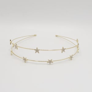 Doppelstrang Stern Strass Haarband dünnes Metall Haarband für Damen