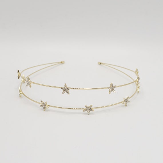 Double Strand Star Rhinestone Headband Thin Metal Headband  display picture 3
