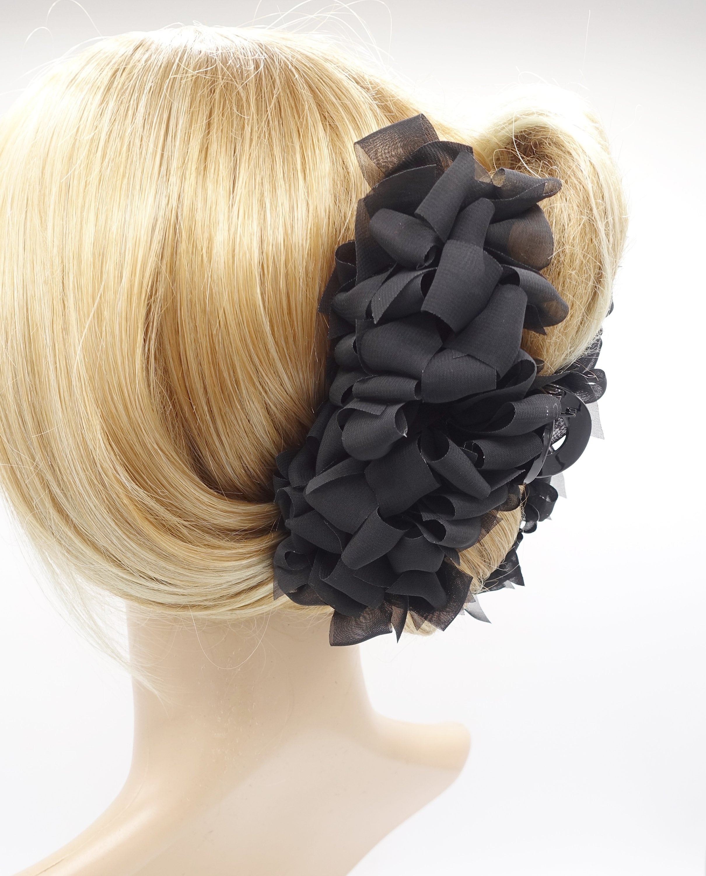 Chiffon Bow Hair Claw: Handmade Floral Hair Clip