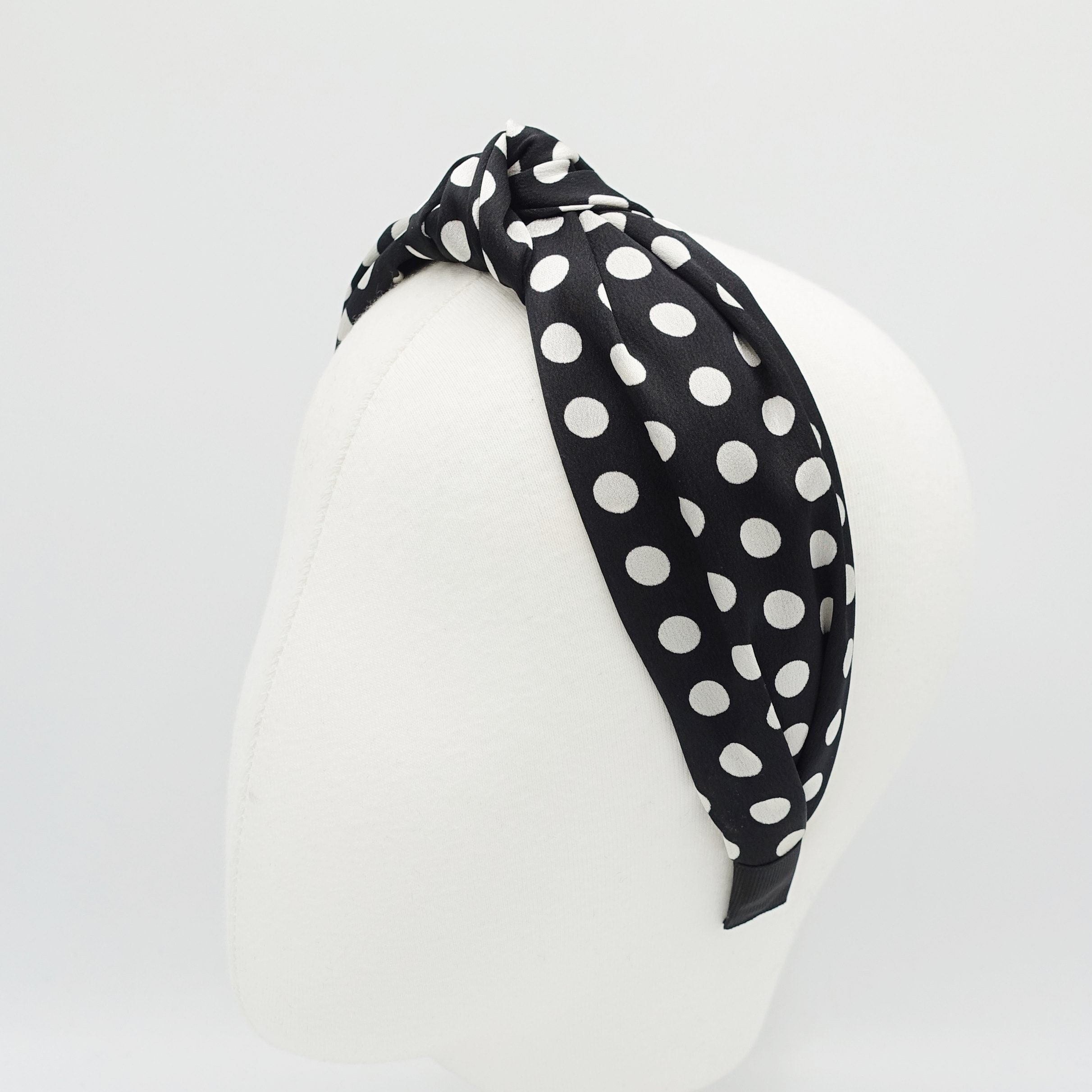 Silky Satin Top Knot Headband Polka Dot Hairband Women Hair