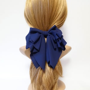 romance chiffon hair bow french barrette drape falling ruffle wave feminine style women hair clip image 3