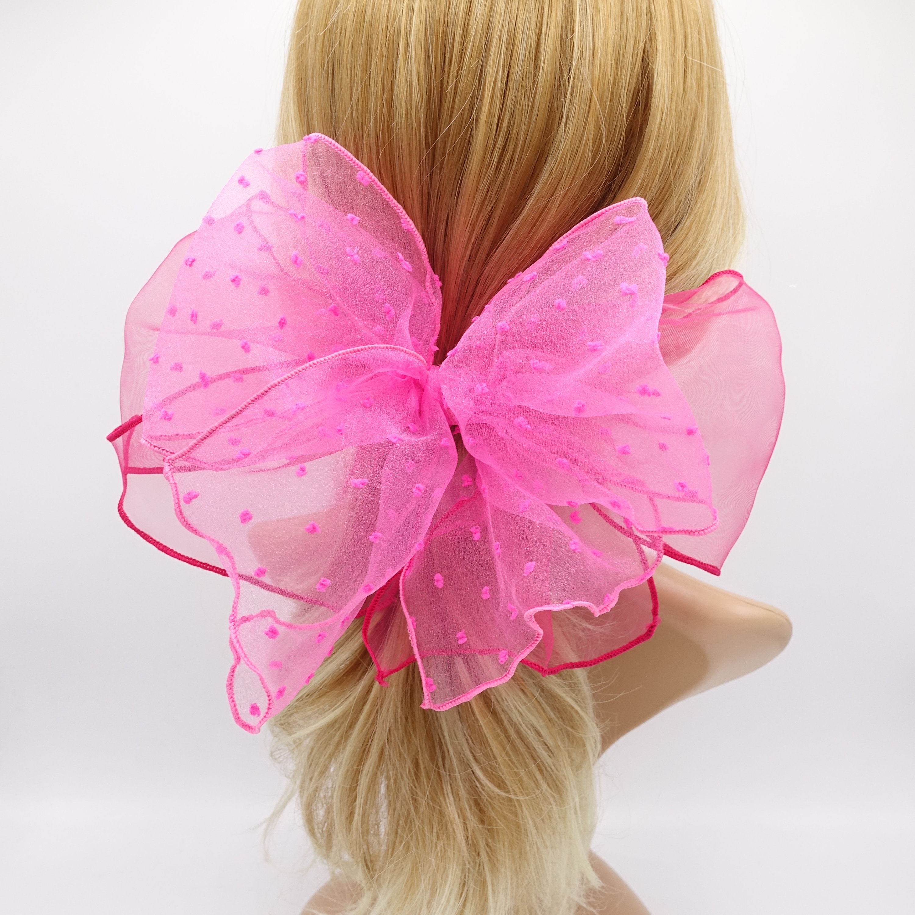 特大オーガンザヘアリボン：ドット柄フレンチバレッタ - Etsy 日本