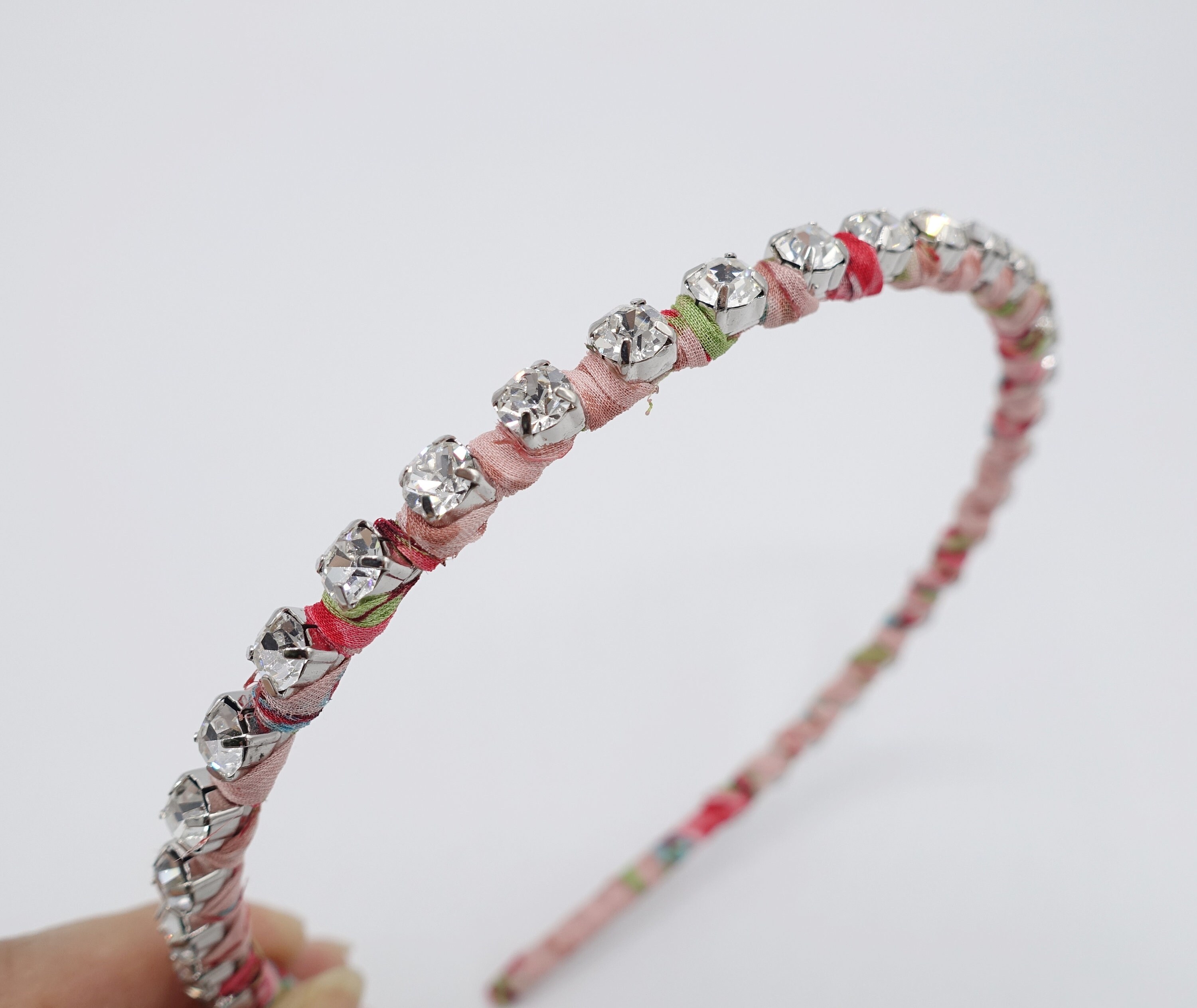 COPY - Shiny Rhinestone & Flower Fabric Headband Rhinestone Floral Fabric Wrap Headband - Etsy main image 2