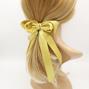 satin hair bow layered double tail hair accessory for women