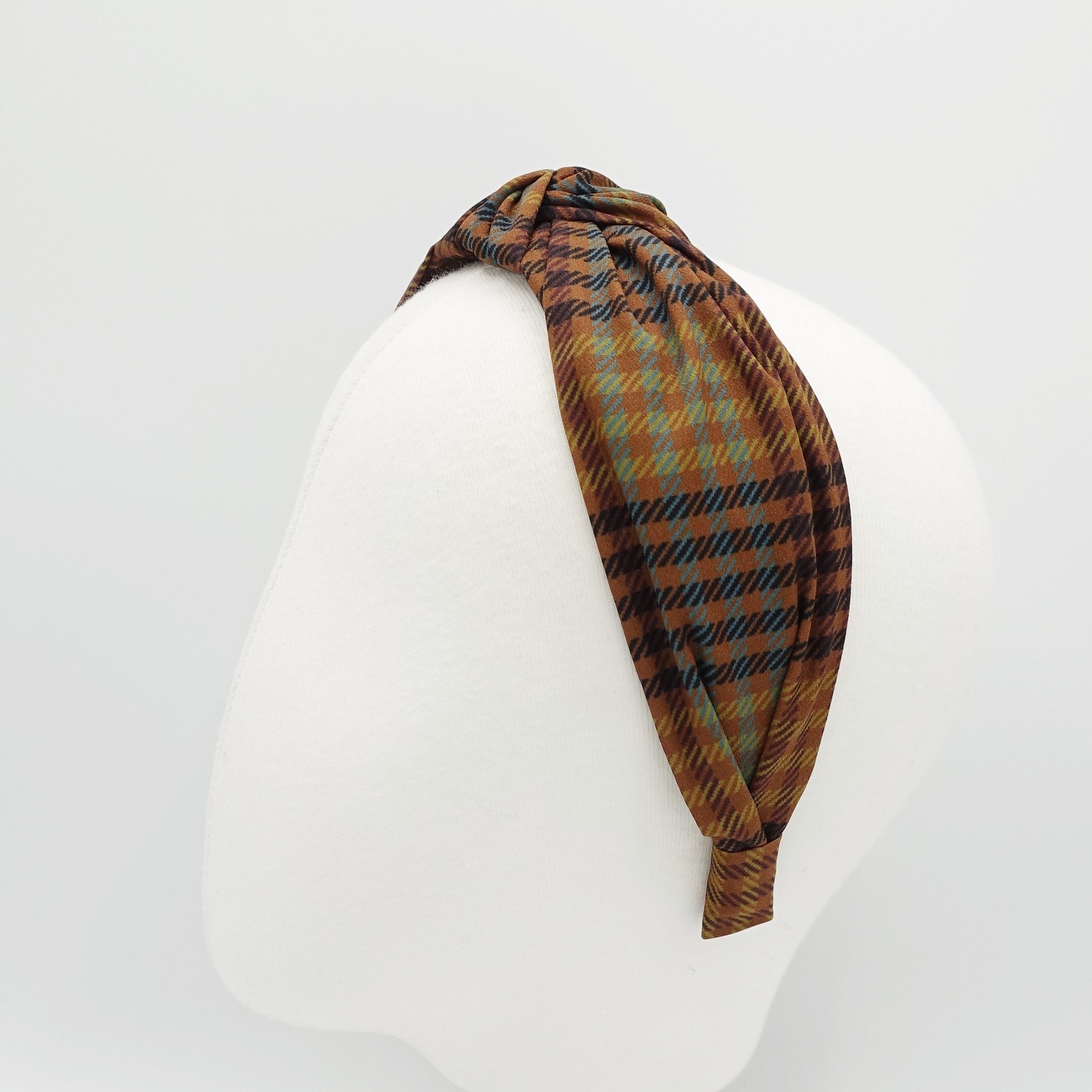 Fascia Per Capelli Beige A Quadri GlamLady &ndash; Cerchietto Tartan Classico Con Fiocco, Eco-friendly