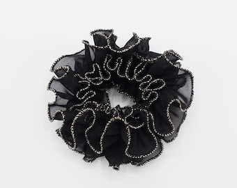 chiffon wave multi layer scrunchies golden dazzling edge scrunchy women hair accessory