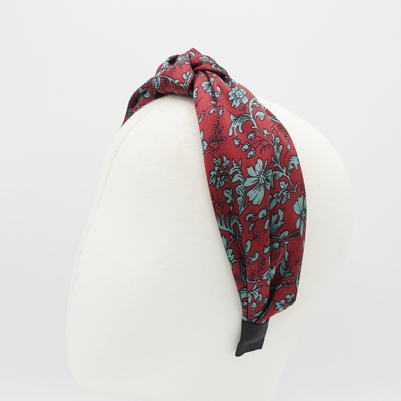 HAIRBAND WITH FLOWER PRINT IN CORNFLOWER BLUE SILK 398862 main image 0