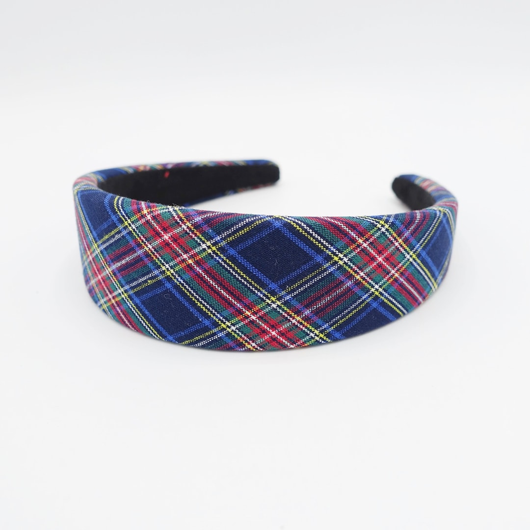 Plaid Check Padded Headband Tartan Casual Hairband for Women