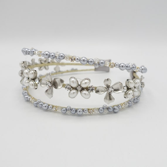 Set 3 Cerchietti Per Capelli Con Perle Bianche E Strass – Fascia Elastica Elegante Per Sposa, Donne E Ragazze - 3