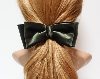Layered Velvet Hair Bow: Stylish French Barrette (Medium Size)
