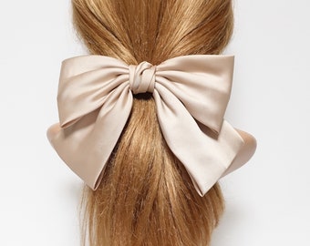 silk satin big K bow barrette glossy satin women hair accessory for women