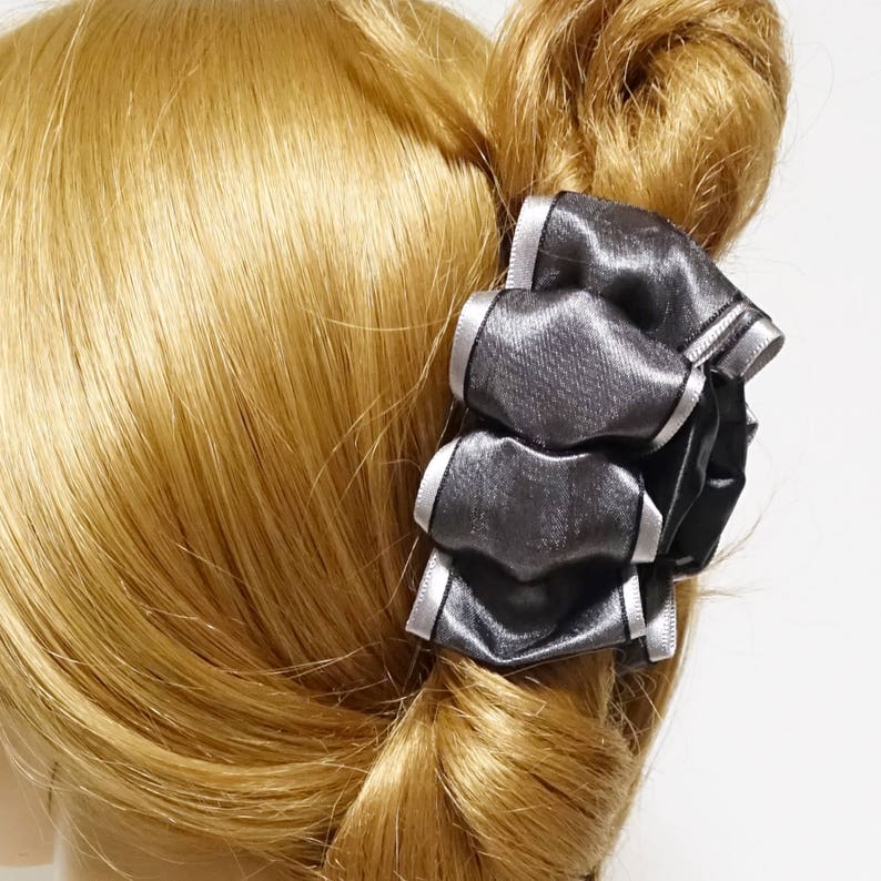 Satin Bow Mesh Wrap Flat Style Hair Jaw Claw Clip Women