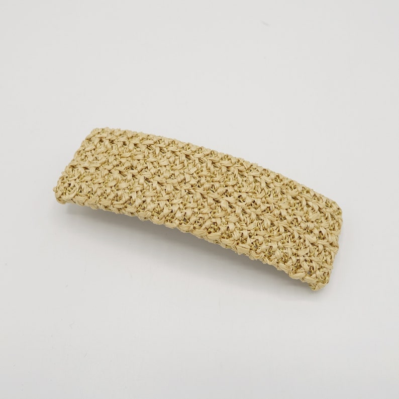 faux straw threaded rectangle hair barrette natural hair accessory image 9