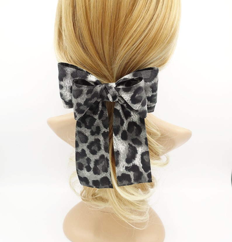 Leopard Print Long Tail Bow French Hair Barrette Women Hair Etsy