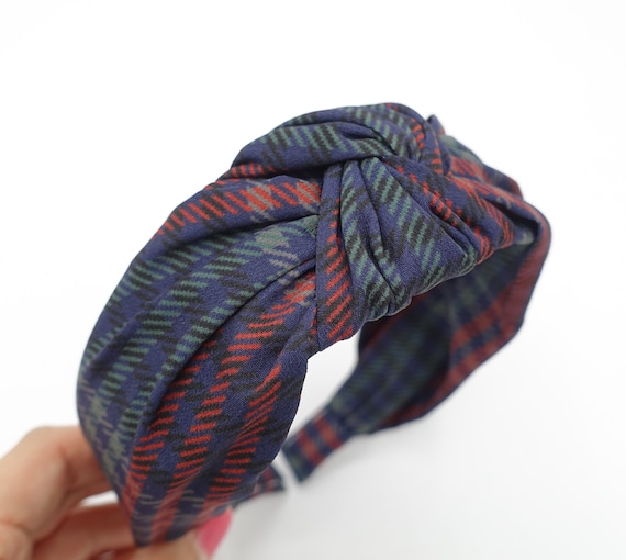 Tartan Check Top Knot Headband Autumn Fabric Hairband Women - Etsy