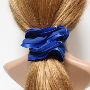 chiffon scrunchies satin trim dazzling rhinestone decorated hair elastic scrunchy women hair accessory