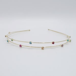 colorful rhinestone double headband