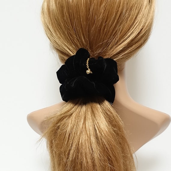 hair bun Really pretty! Gorgeous Black /& gold pleated fabric hair scrunchie