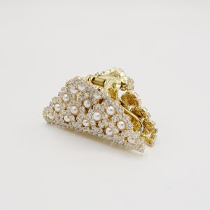 jeweled hair claw pearl rhinestone embellished tringle hair claw clip for women