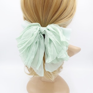 Crinkled Chiffon Hair Bow: Layered Droopy Style