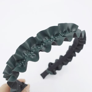 leather pleats headband narrow ruffle wave hairband