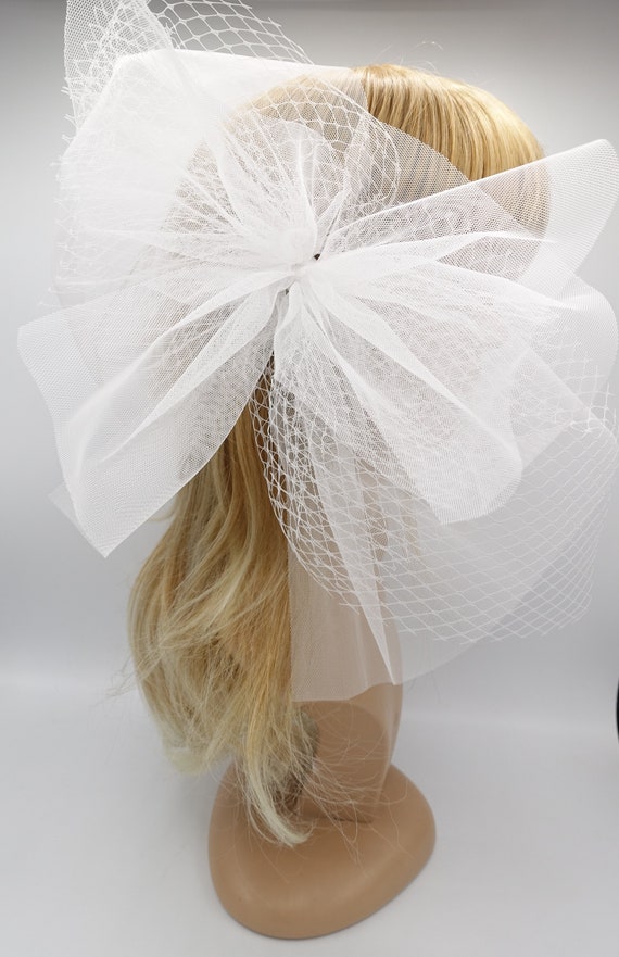 Large Tulle Bow Hair Clip, Cosplay Mesh Net Bow - Etsy display picture 1