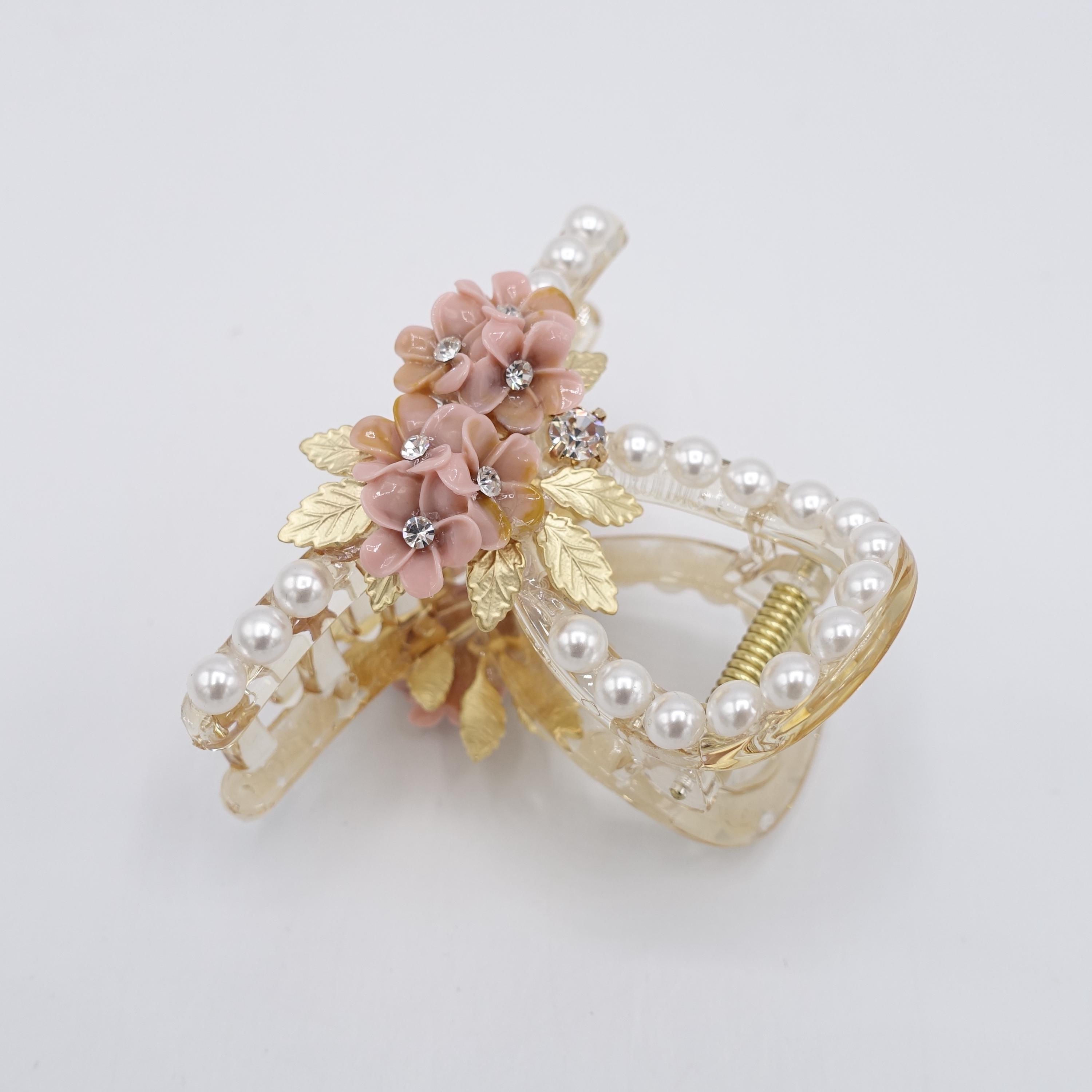 Gold Tone Pearl Leaf Hair Claw Clip Large Ornate Metal Statement 582 Amazon.com: Leaf Hair Clips with Tassel, Metal Hair Claw  main image 2