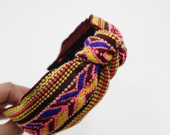 aztec pattern headband jacquard knot hairband woman hair accessory