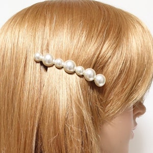 パールラインストーンで飾られたフレンチバレッタエレガントなサイドヘアクリップ女性アクセサリー