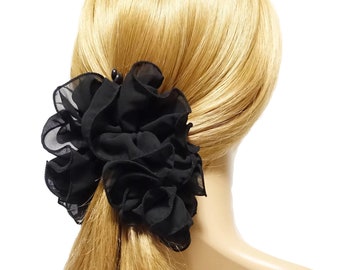 handmade ruffle chiffon banana hair clip fabric Wave Banana Hair Clip Women Hair Accessories