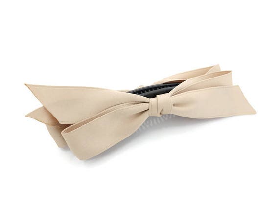 Handmade Glossy Satin Thin Bow Banana Hair Clip Simple Bow Etsy