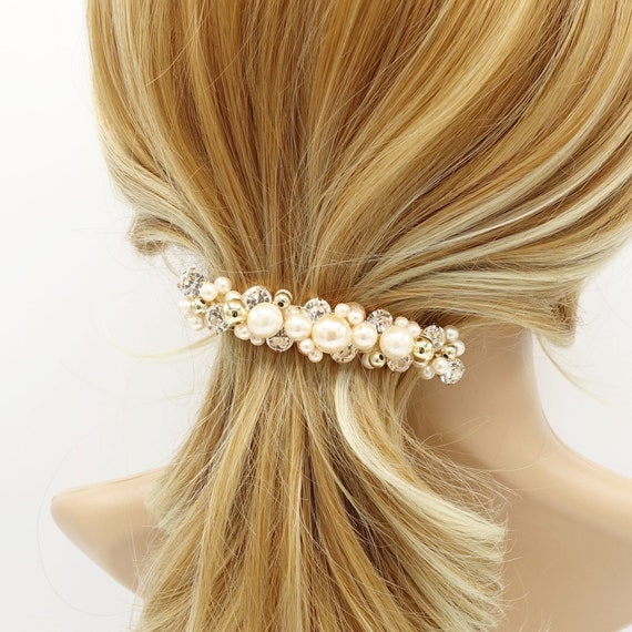 LANGING Haarspangen Mit Strass & Perlen – 4 Stück, Ca. 6 Cm, Für Frauen & Mädchen, Stylisches Haar-Accessoire
