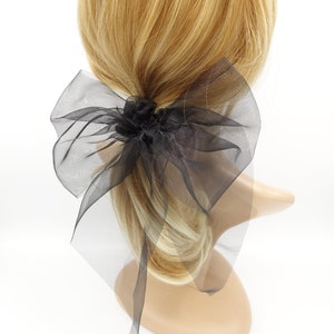 organza bow knot scrunchies see through hair elastic tie women hair accessory