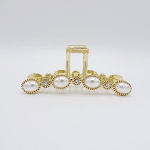 Pearl Metal Hair Claw: Trendy Rhinestone Hair Clip