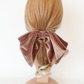 Aura velvet layered big hair bow french barrette women hair accessory product logo
