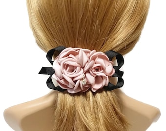 Two Rose Flowers French Hair Barrettes women hair clip