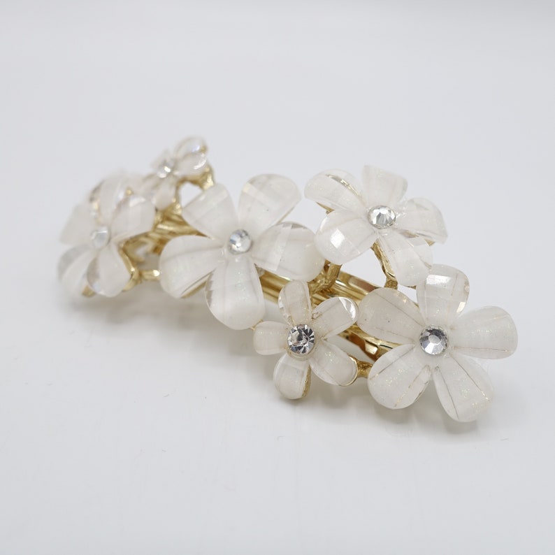 white flower hair barrette image 4