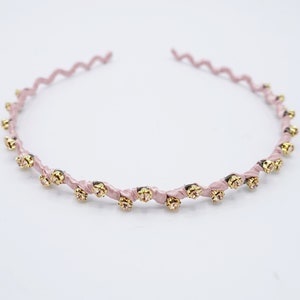 rhinestone embellished wave satin wrap headband thin hairband women hair accessory