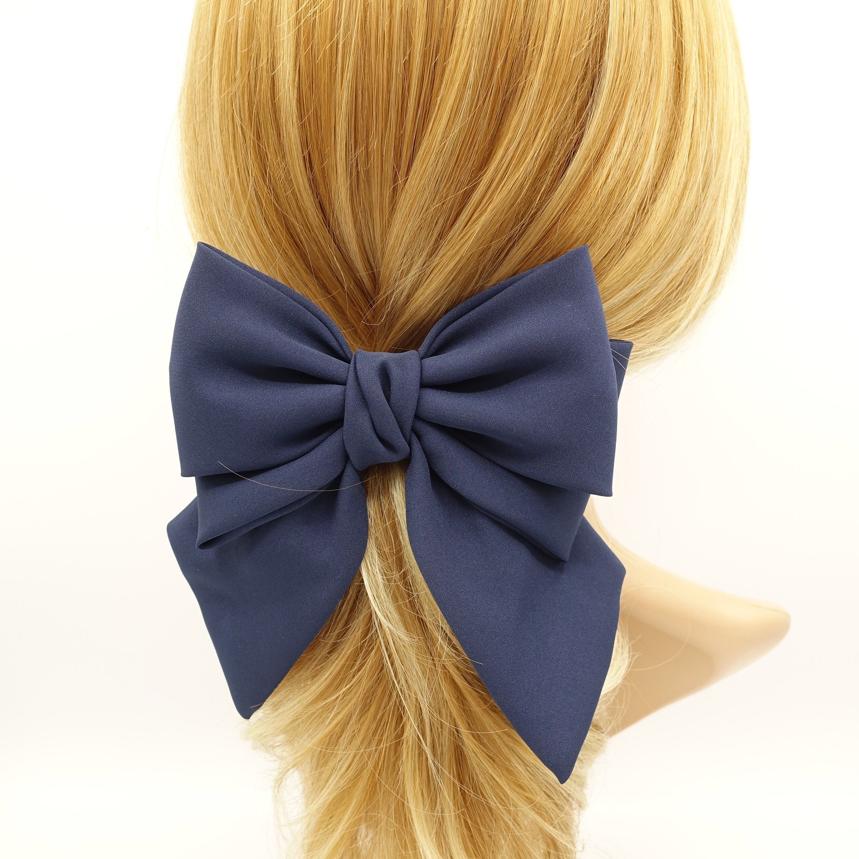 Thick Double Layered Tail Hair Bow Chiffon Hair Barrette for