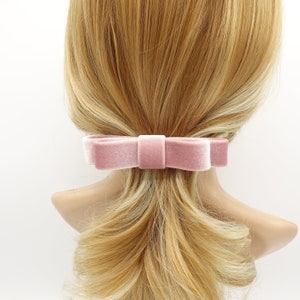 narrow flat velvet bow french bow barrette