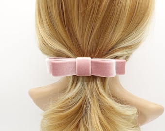 narrow flat velvet bow french bow barrette