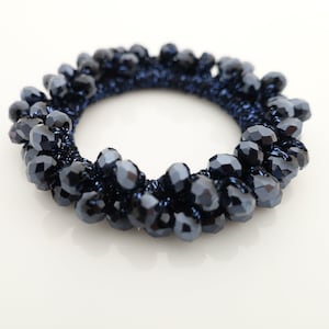glass beads beaded hair elastic ponytail holder women scrunchies