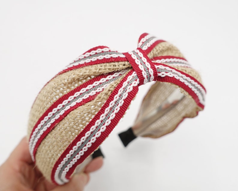 Linen stripe headband front knot hairband for women Etsy