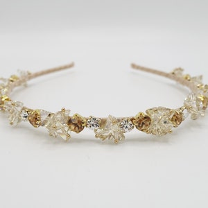 luxury crystal rhinestone headband polyhedron jewel beaded hairband for women