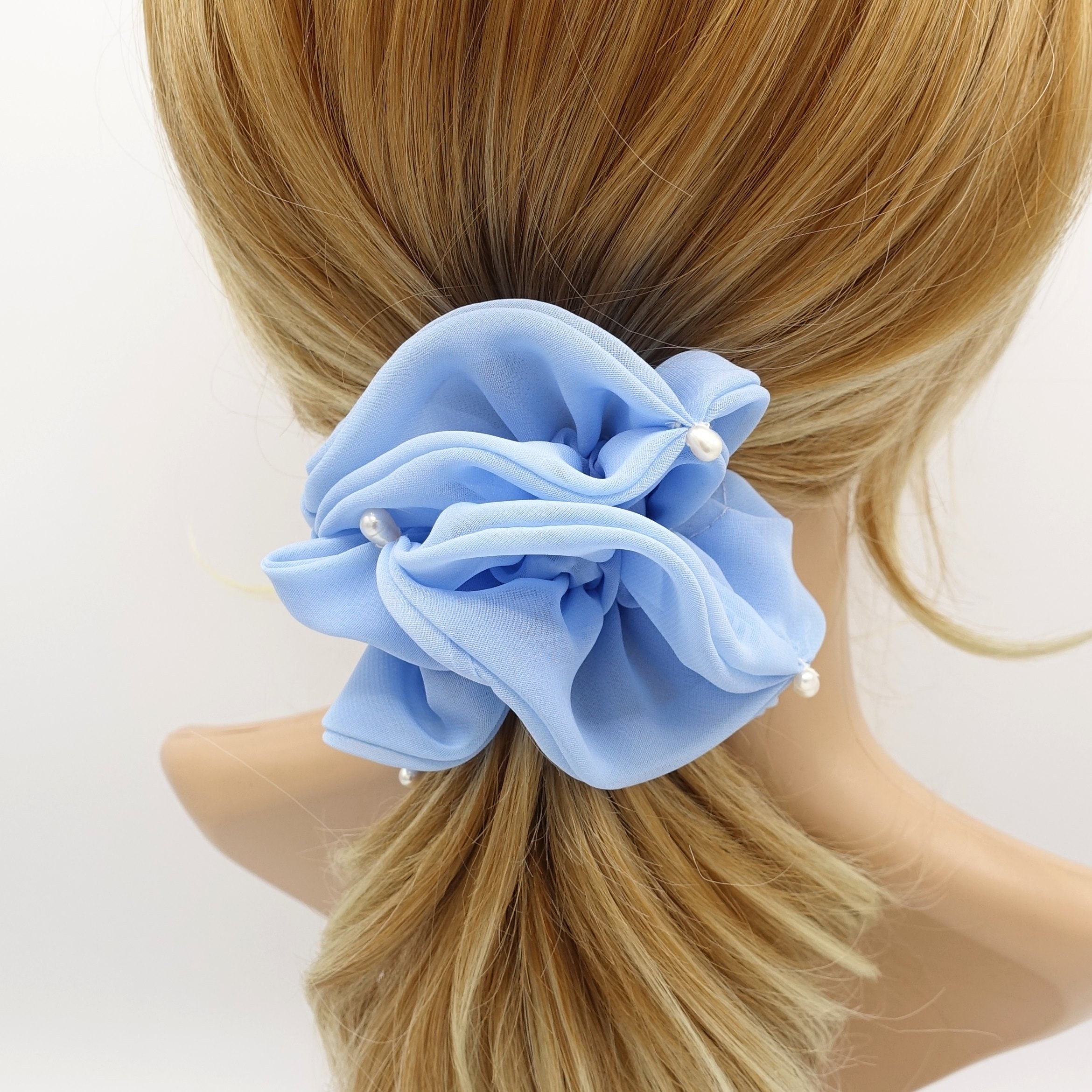 Cultivated Pearl Chiffon Scrunchies Double Edge Scrunchy