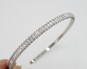 Serre-tête orné d'oxydes de zirconium cubiques, serre-tête fin pour femme, accessoire pour cheveux