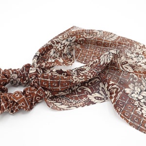 scrunchies con fiocco per capelli con stampa paisley floreale, accessorio per capelli con motivo retrò e coda lunga